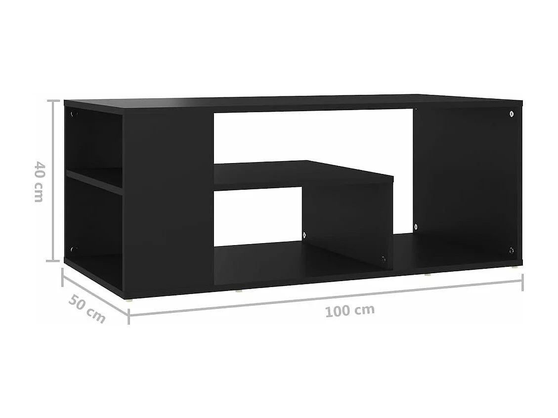 Table basse noir 100x50x40 cm bois d'ingénierie