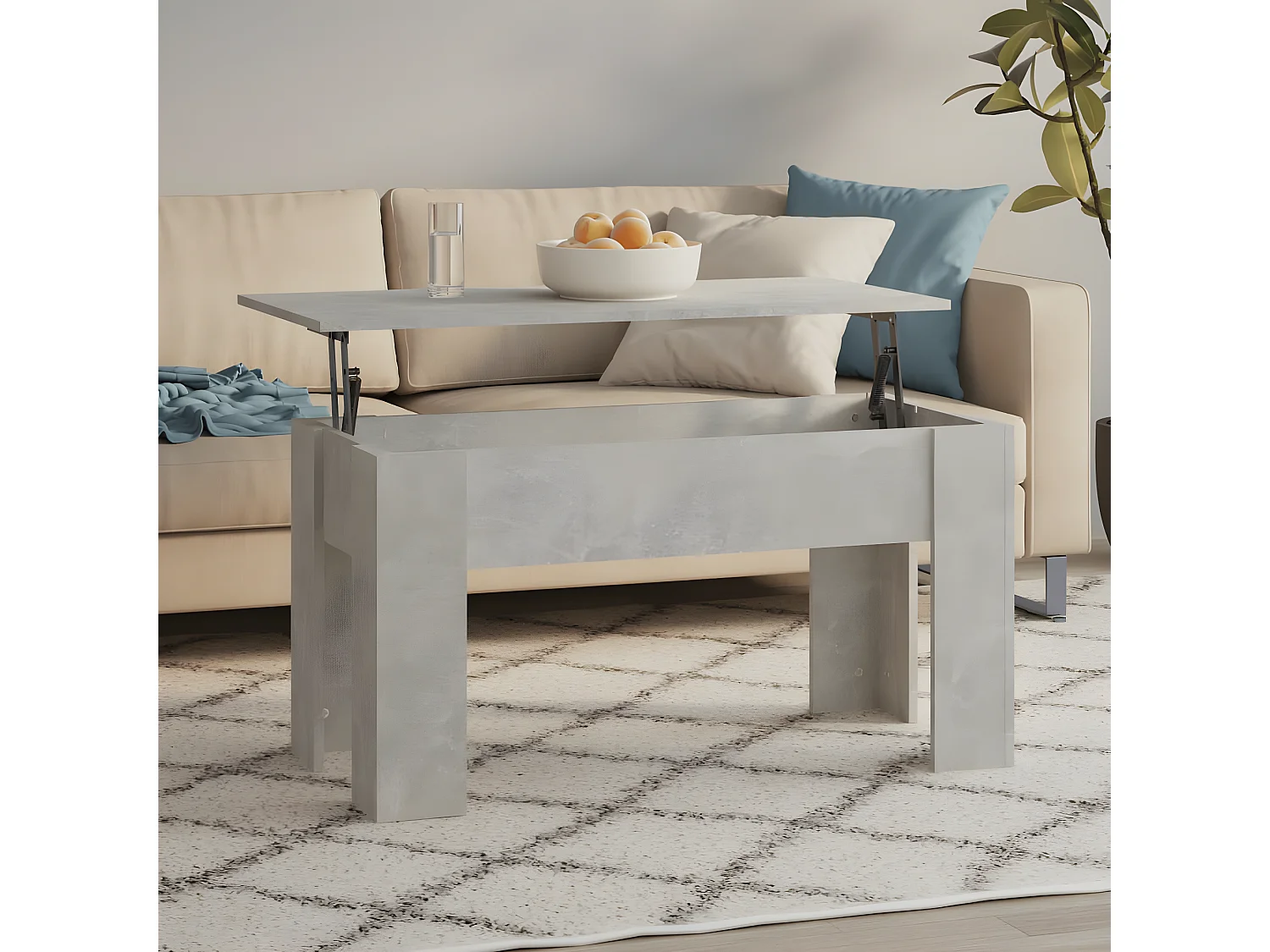 Couchtisch Betongrau 101x49x52 cm Holzwerkstoff