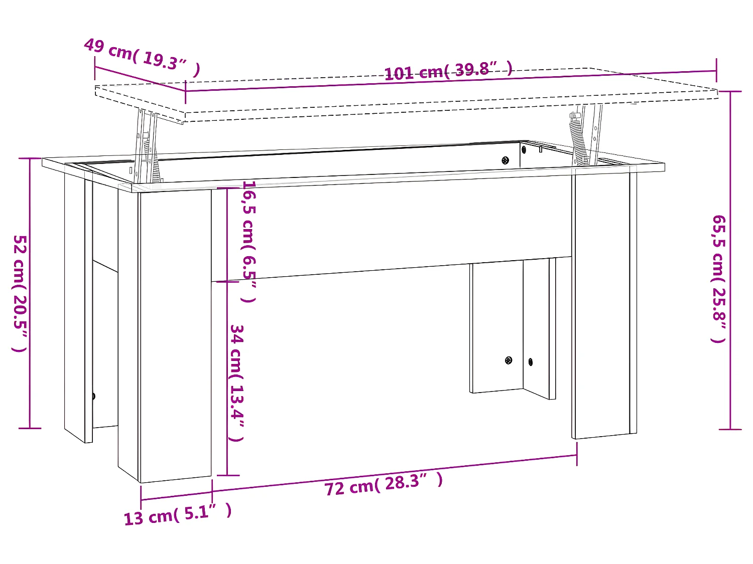 Couchtisch Betongrau 101x49x52 cm Holzwerkstoff