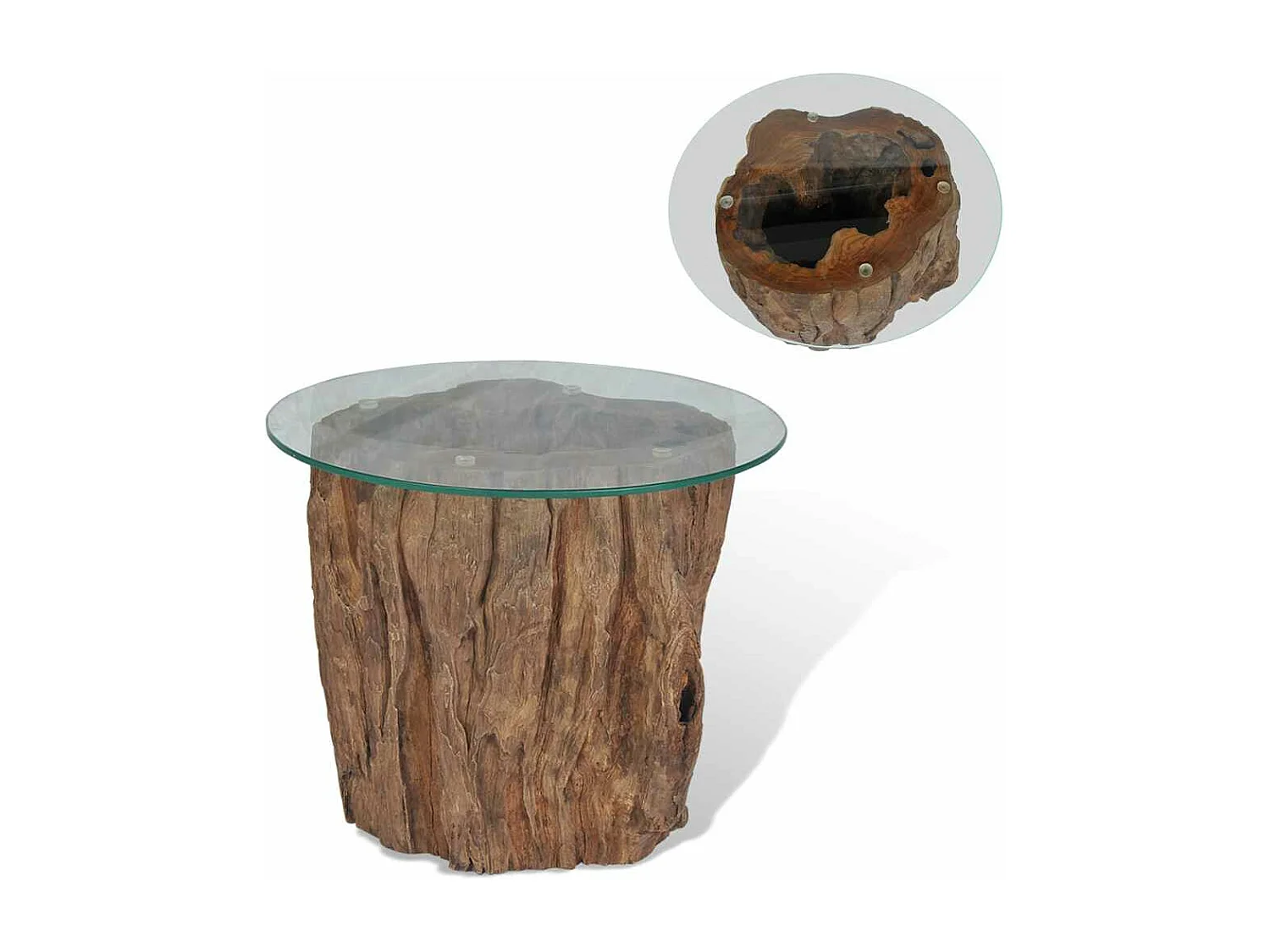 Mesa de centro em teca e vidro 50x40 cm