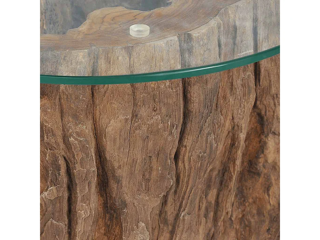 Mesa de centro em teca e vidro 50x40 cm