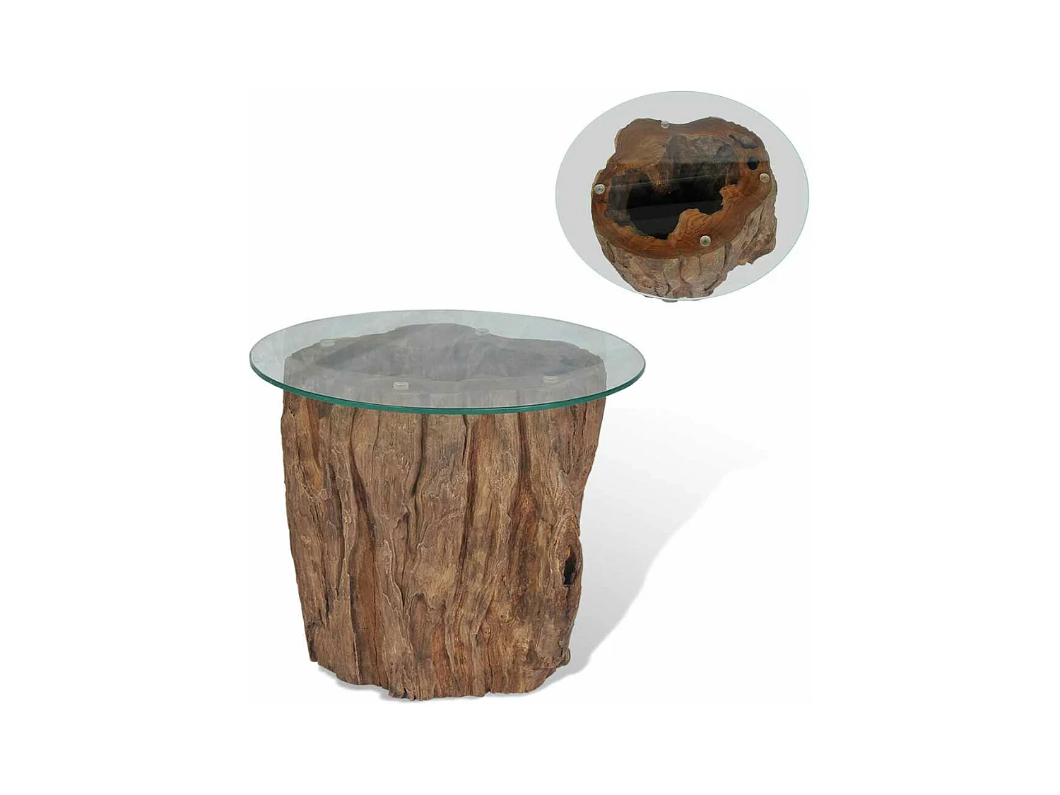 Table basse Teck Verre 50x40 cm