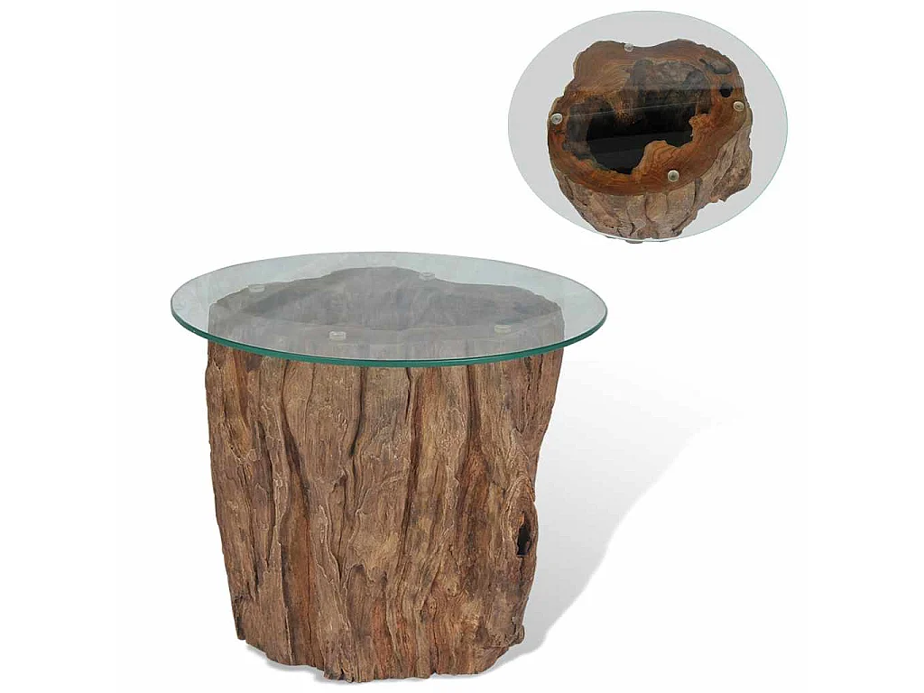 Mesa de centro em teca e vidro 50x40 cm