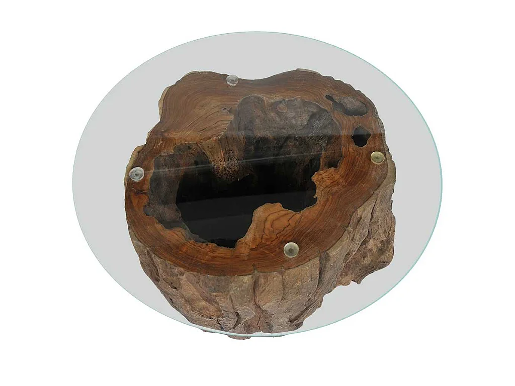Mesa de centro em teca e vidro 50x40 cm