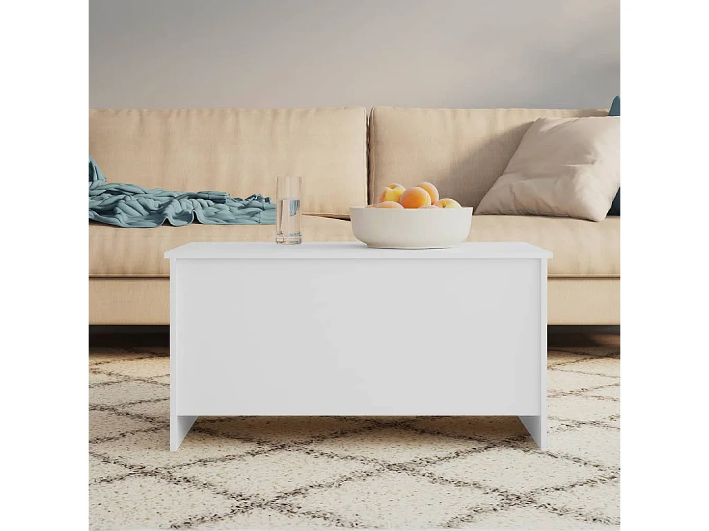 Table basse Blanc 102x55,5x52,5 cm Bois d'ingénierie