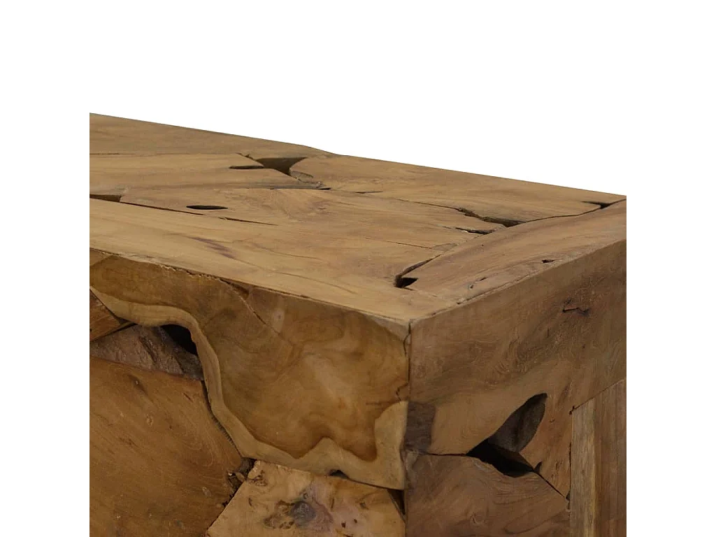 Tavolino da Caffè in Autentico Legno di Teak 90x50x30cm Marrone