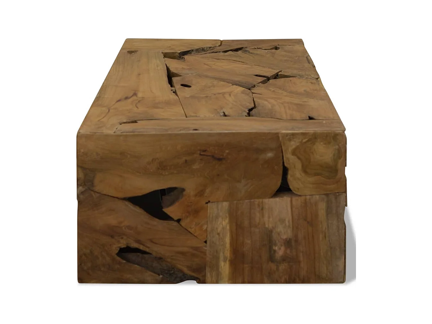 Tavolino da Caffè in Autentico Legno di Teak 90x50x30cm Marrone