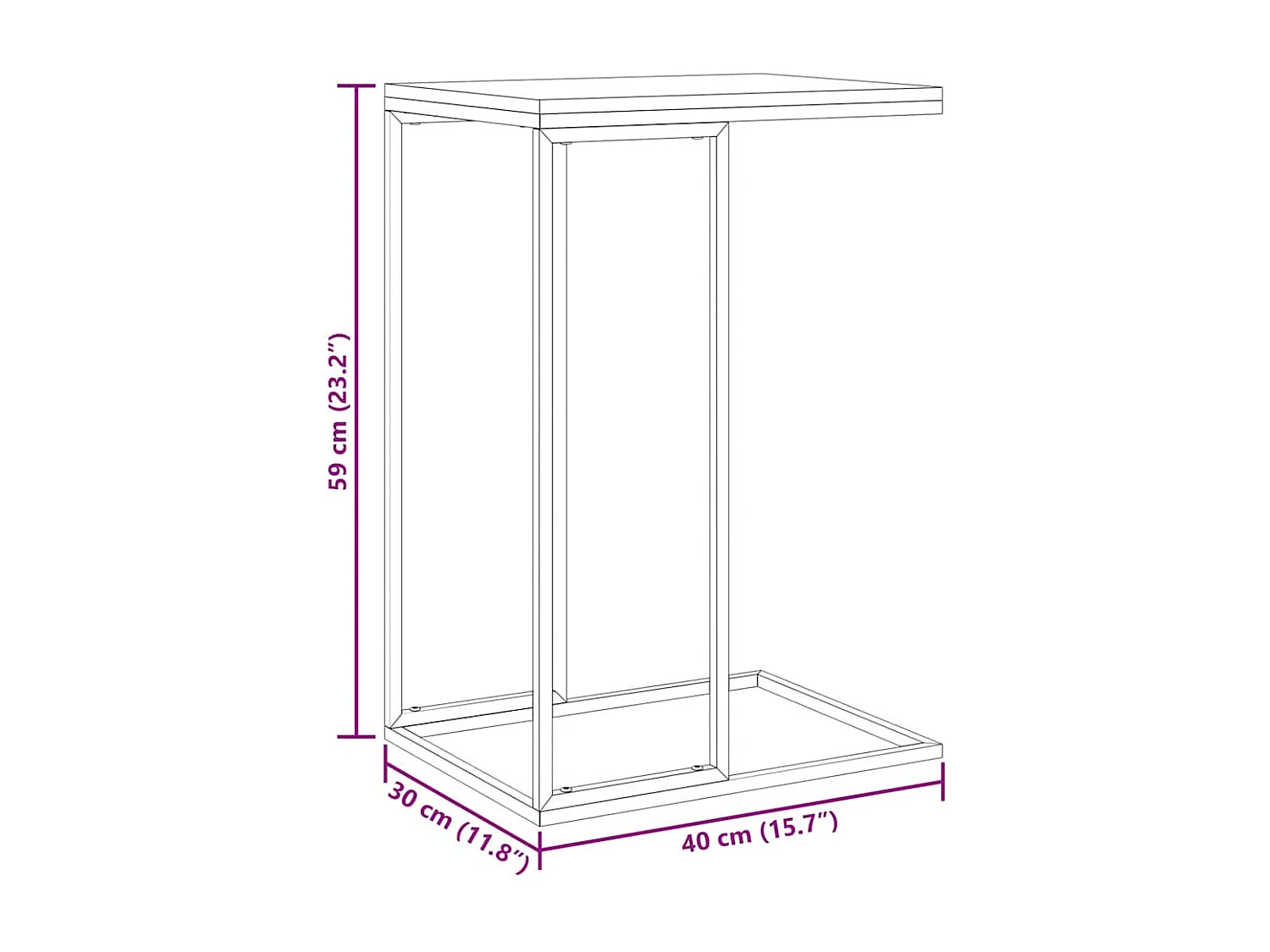 Table d'appoint Noir 40x30x59 cm Bois d'ingénierie