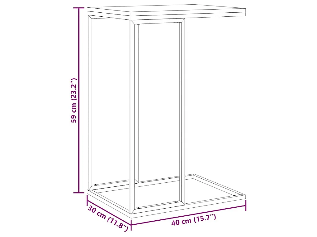 Bijzettafel 40x30x59 cm bewerkt hout zwart