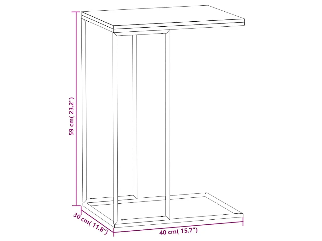 Bijzettafel 40x30x59 cm bewerkt hout zwart