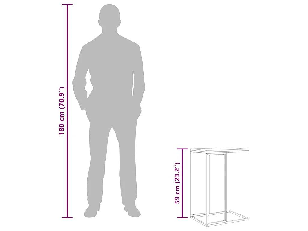 Bijzettafel 40x30x59 cm bewerkt hout zwart