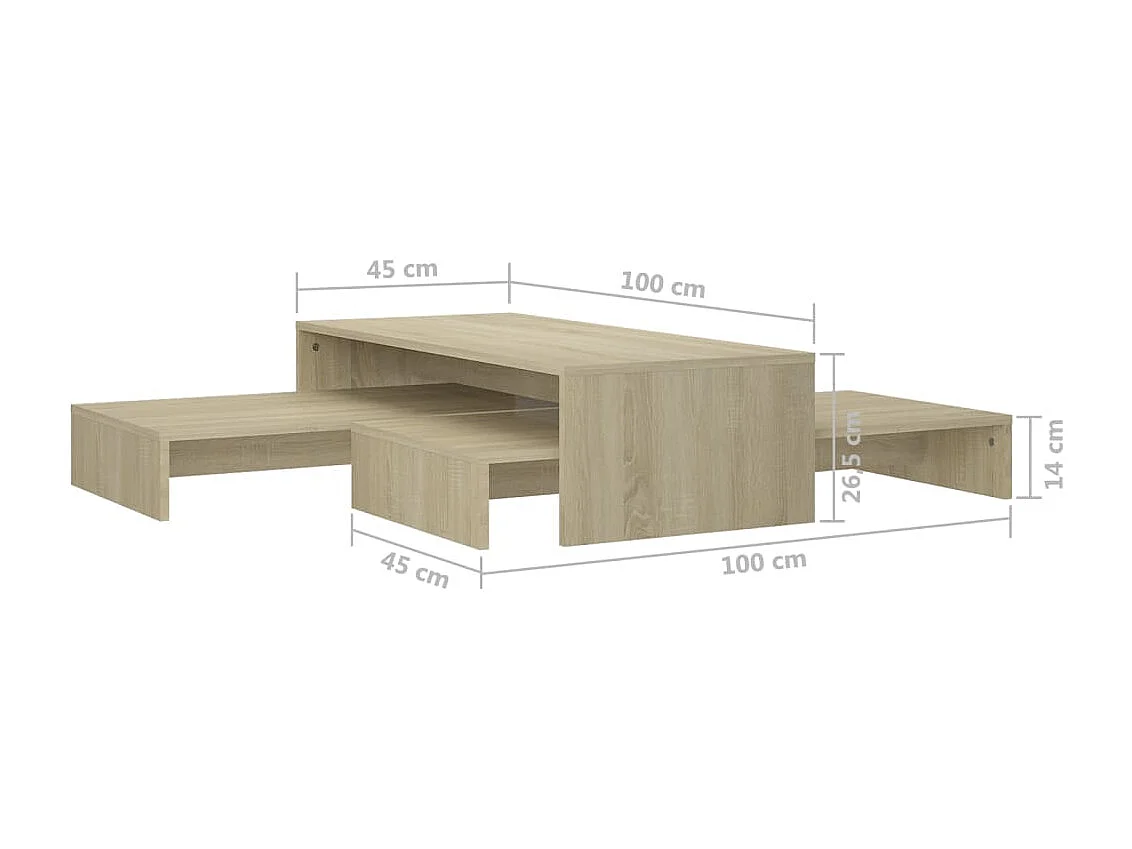 Set de tables basses gigognes chêne sonoma bois d'ingénierie