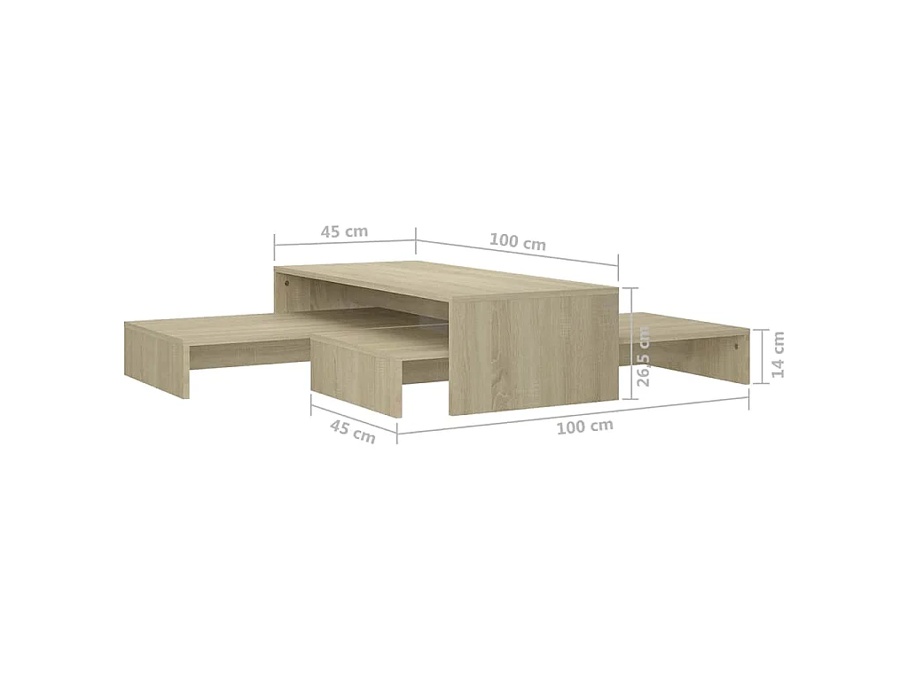 Satztisch-Set Sonoma-Eiche 100x100x26,5 cm Holzwerkstoff