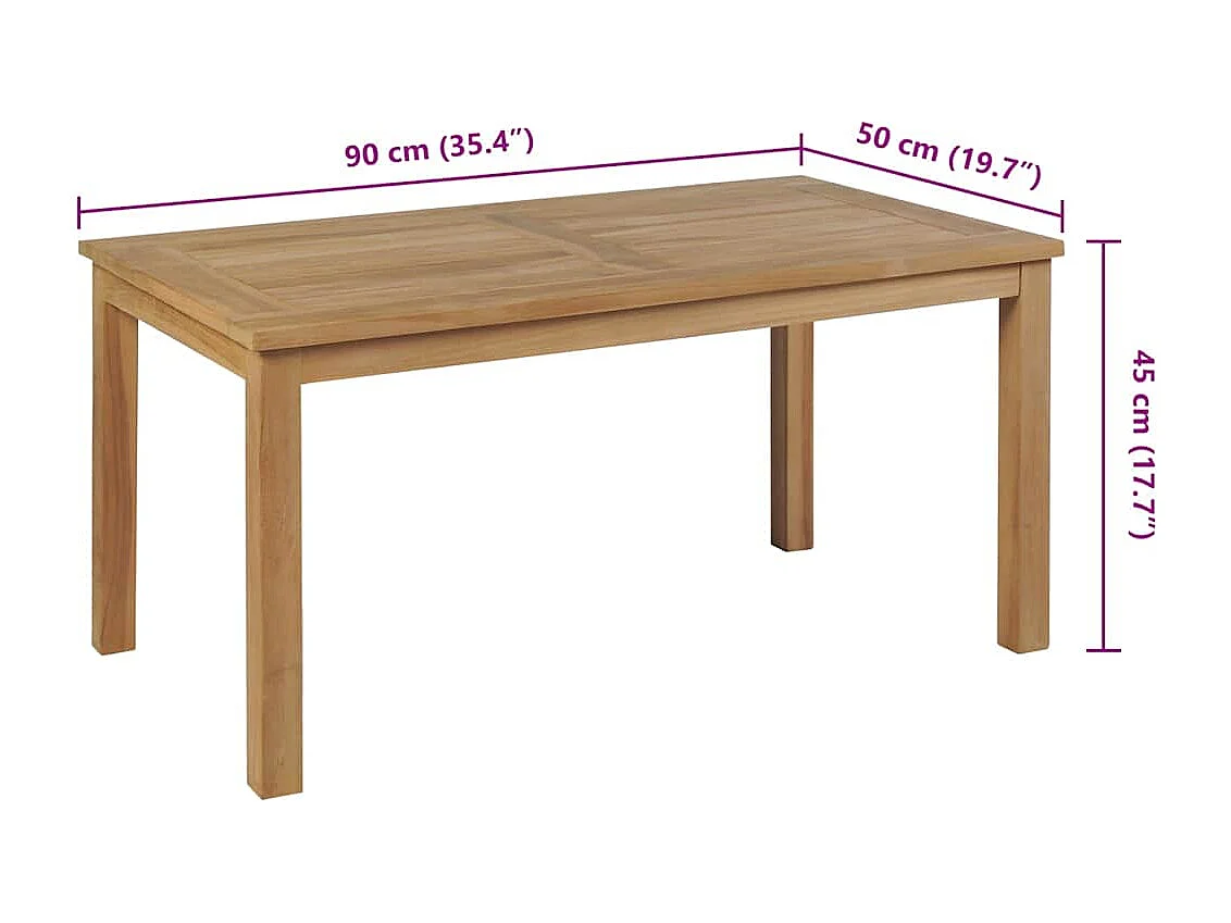 Salontafel 90x50x45 cm teakhout