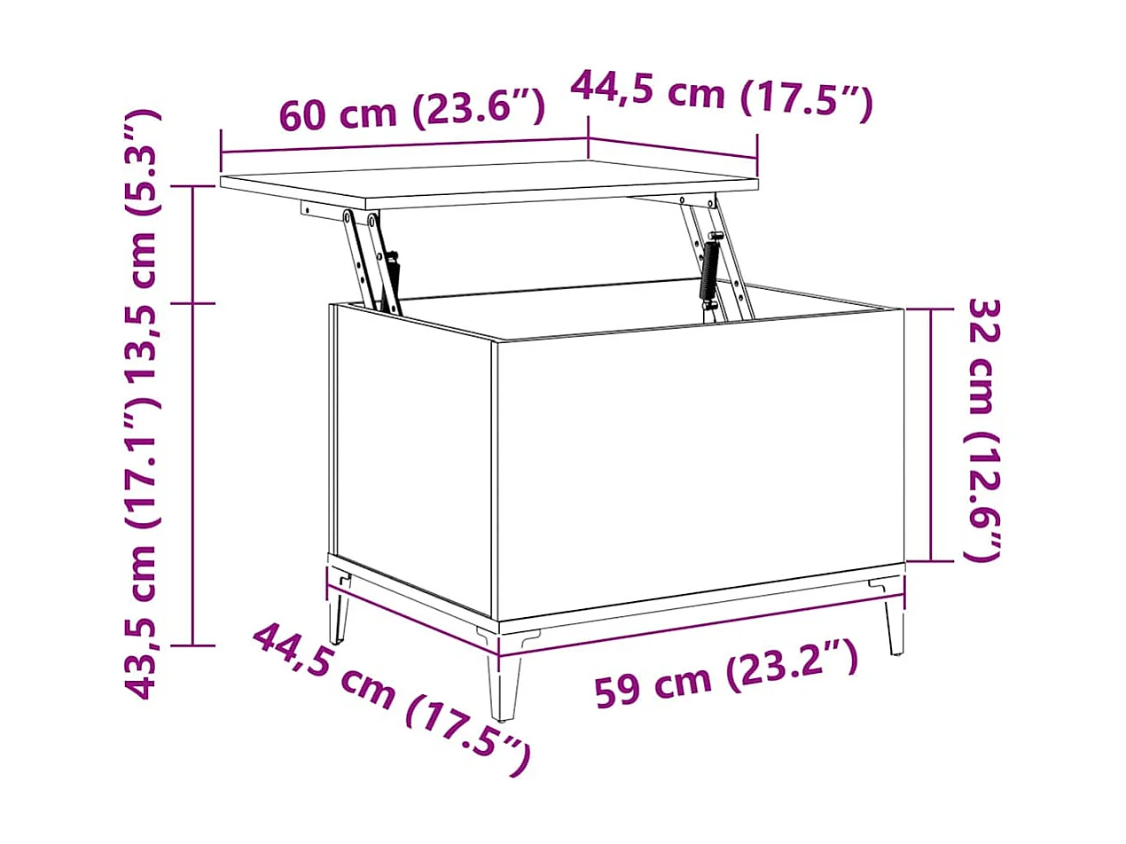 Table basse Blanc 60x44,5x45 cm Bois d'ingénierie