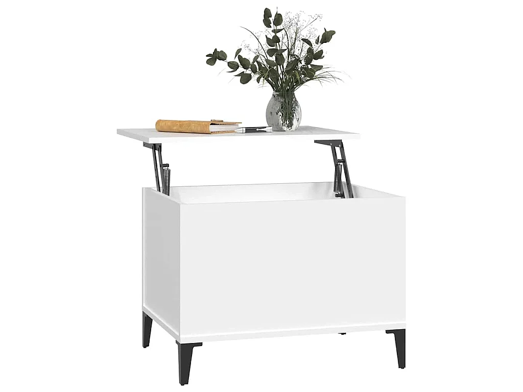 Tavolino da Salotto Bianco 60x44,5x45 cm in Legno Multistrato