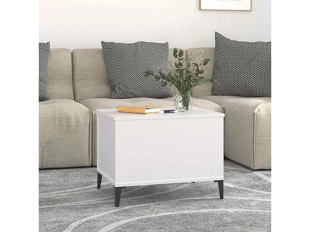 Tavolino da Salotto Bianco 60x44,5x45 cm in Legno Multistrato