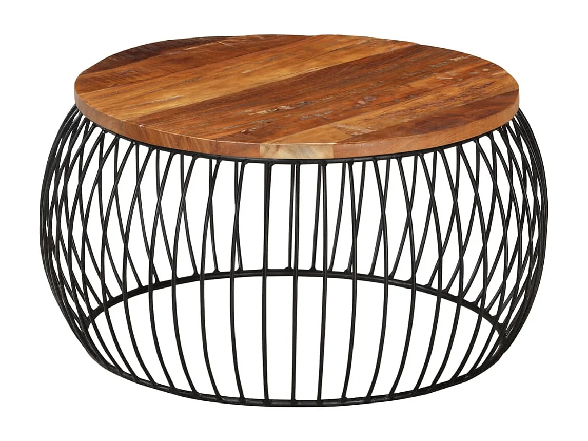 Table basse Ø68 cm Bois de récupération solide