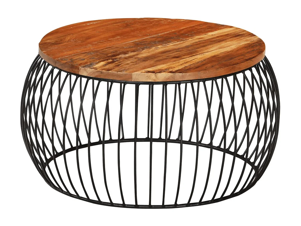 Table basse Ø68 cm Bois de récupération solide