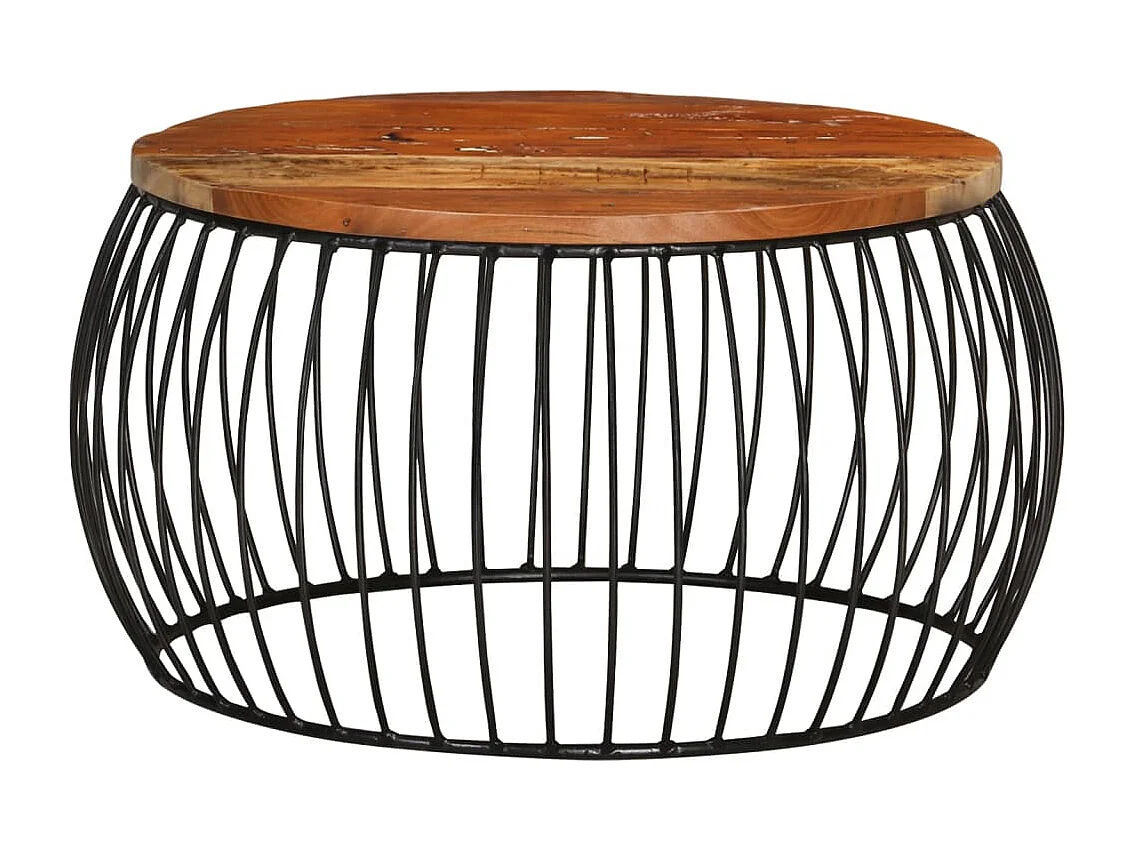 Table basse Ø68 cm Bois de récupération solide