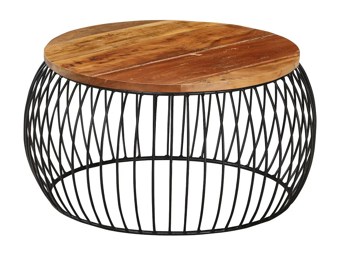 Table basse Ø68 cm Bois de récupération solide