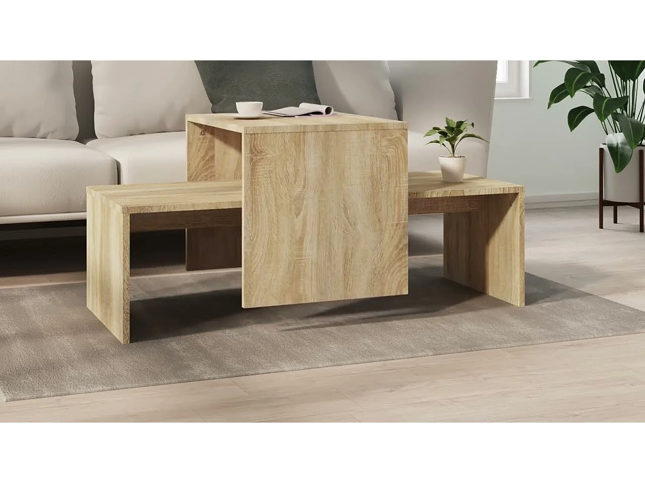 Set Tavolini Salotto Rovere Sonoma 100x48x40 cm Multistrato