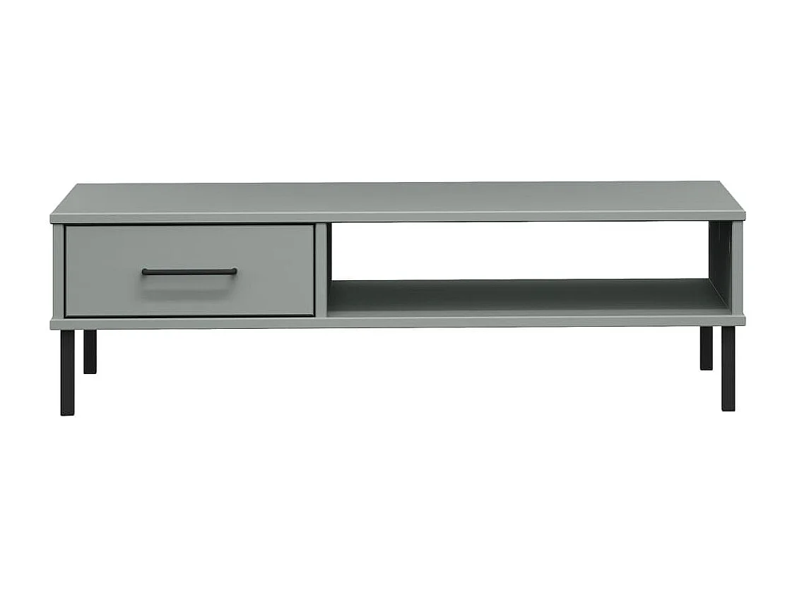 Tavolino Salotto Gambe Metallo Grigio Legno Massello Pino OSLO