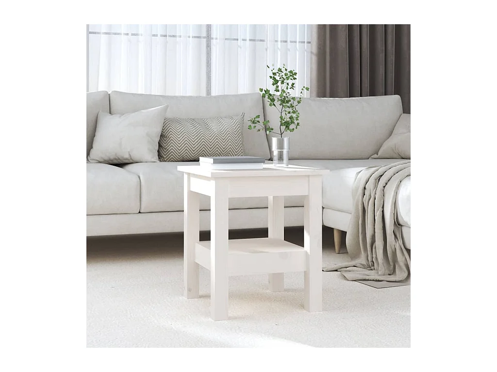 Table basse Blanc 35x35x40 cm Bois massif de pin