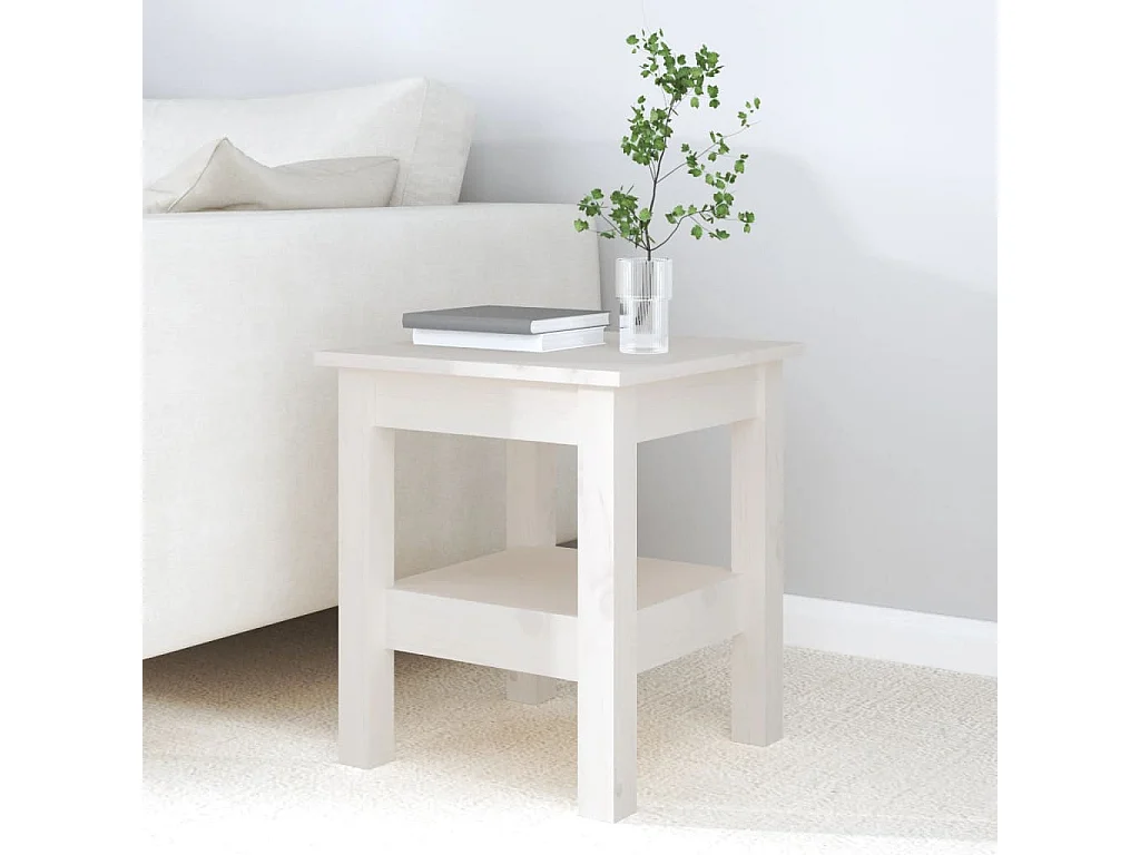 Table basse Blanc 35x35x40 cm Bois massif de pin