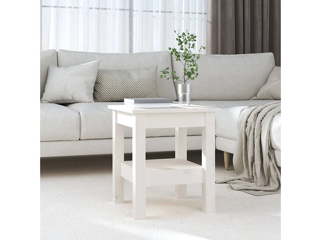 Salontafel 35x35x40 cm massief grenenhout wit