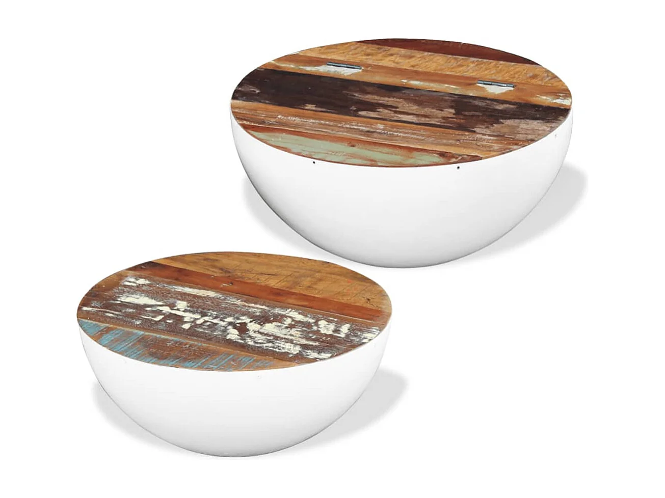 2-tlg. Couchtisch-Set Schalenform Altholz Massiv