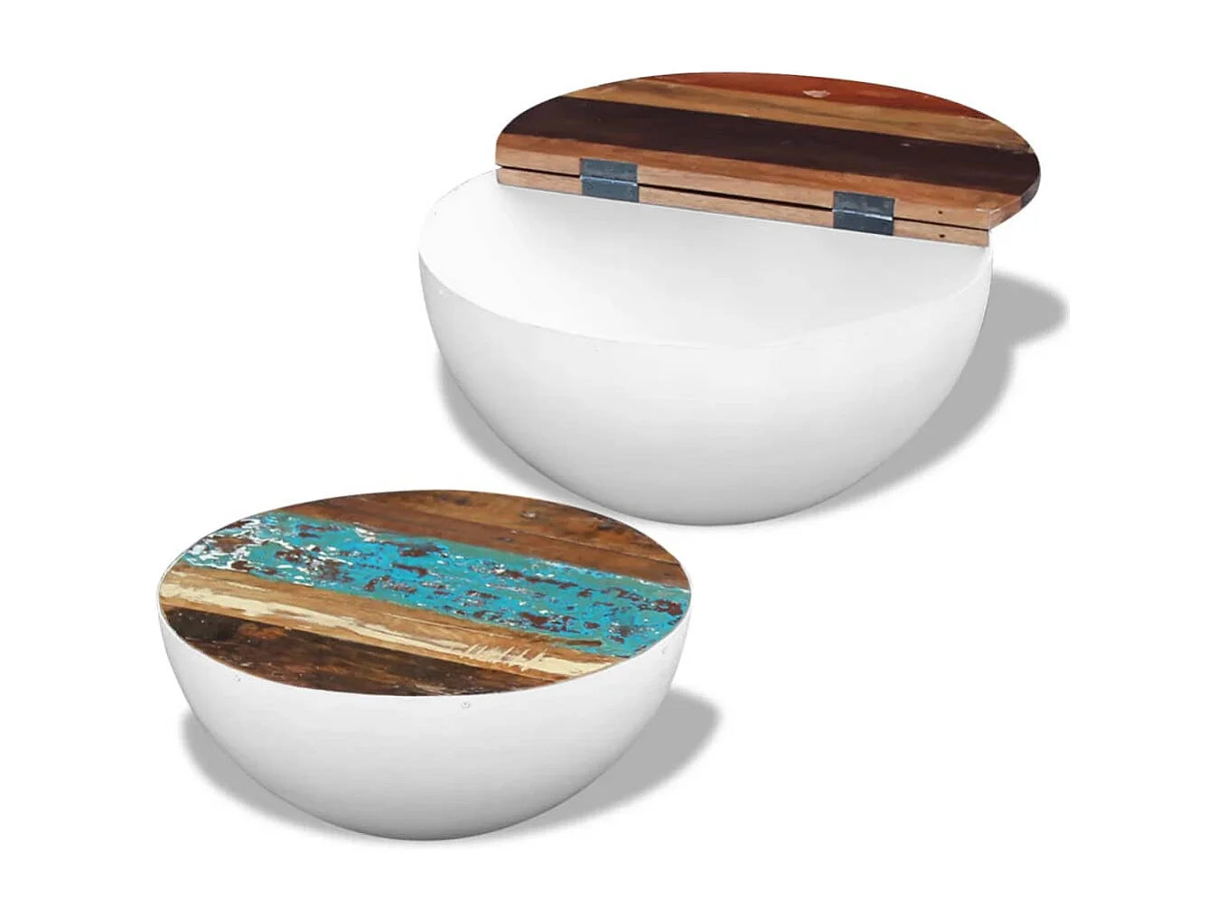 2-tlg. Couchtisch-Set Schalenform Altholz Massiv