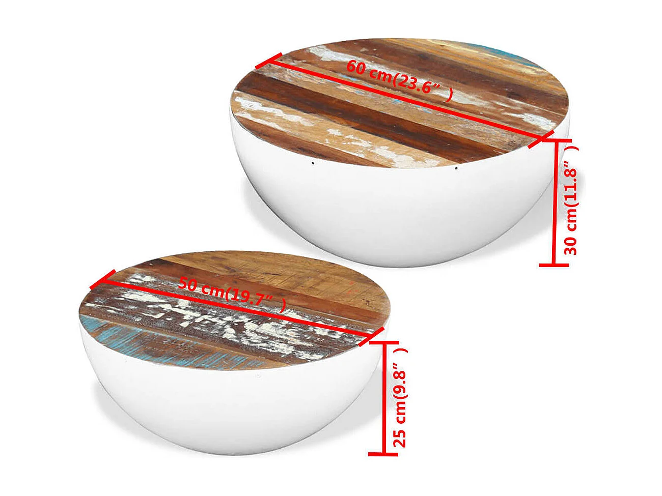 2-tlg. Couchtisch-Set Schalenform Altholz Massiv