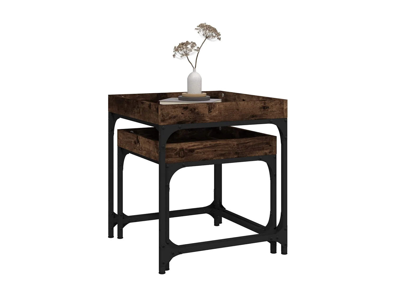 Tables d'appoint 2 pcs Chêne fumé Bois d'ingénierie