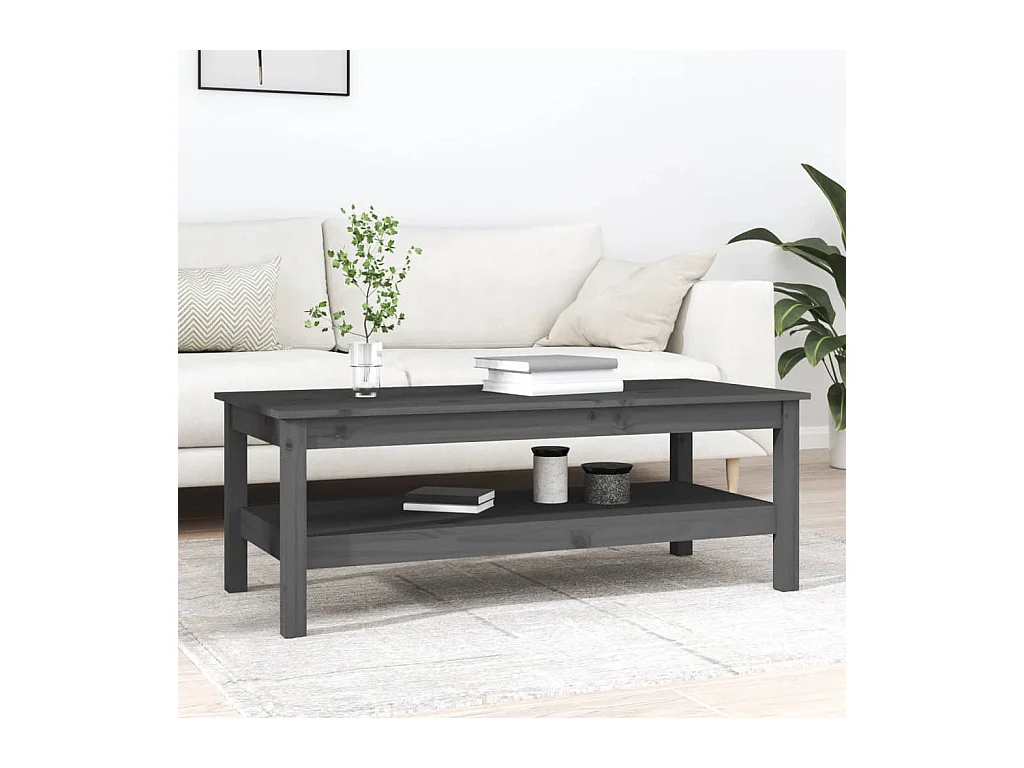 Table basse Gris 110x50x40 cm Bois massif de pin