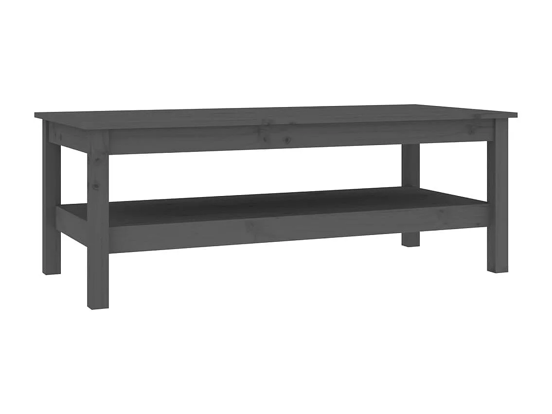 Tavolino da Salotto Grigio 110x50x40 cm Legno Massello di Pino