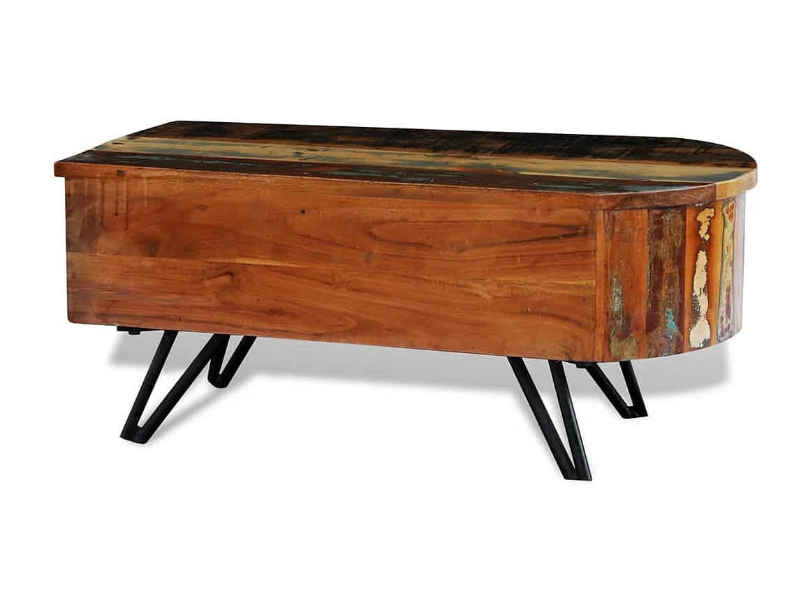 Table basse avec pieds en fer Bois massif de récupération
