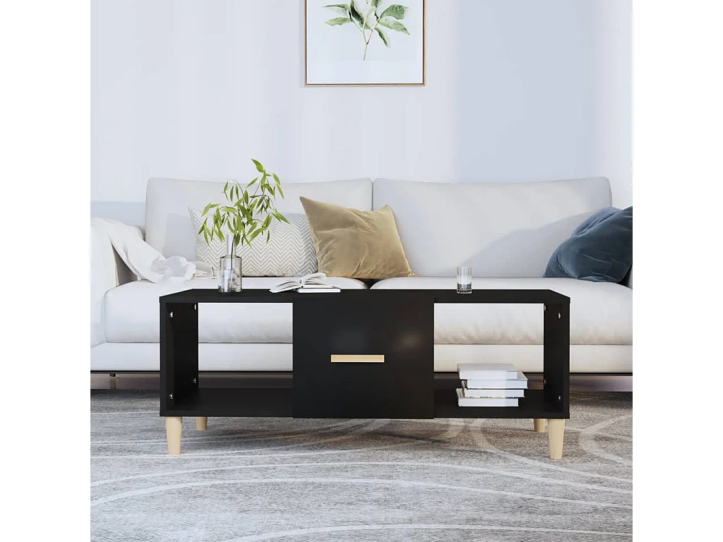 Table basse noir 102x50x40 cm bois d'ingénierie