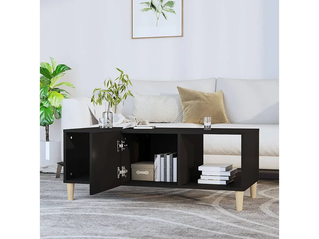 Table basse noir 102x50x40 cm bois d'ingénierie