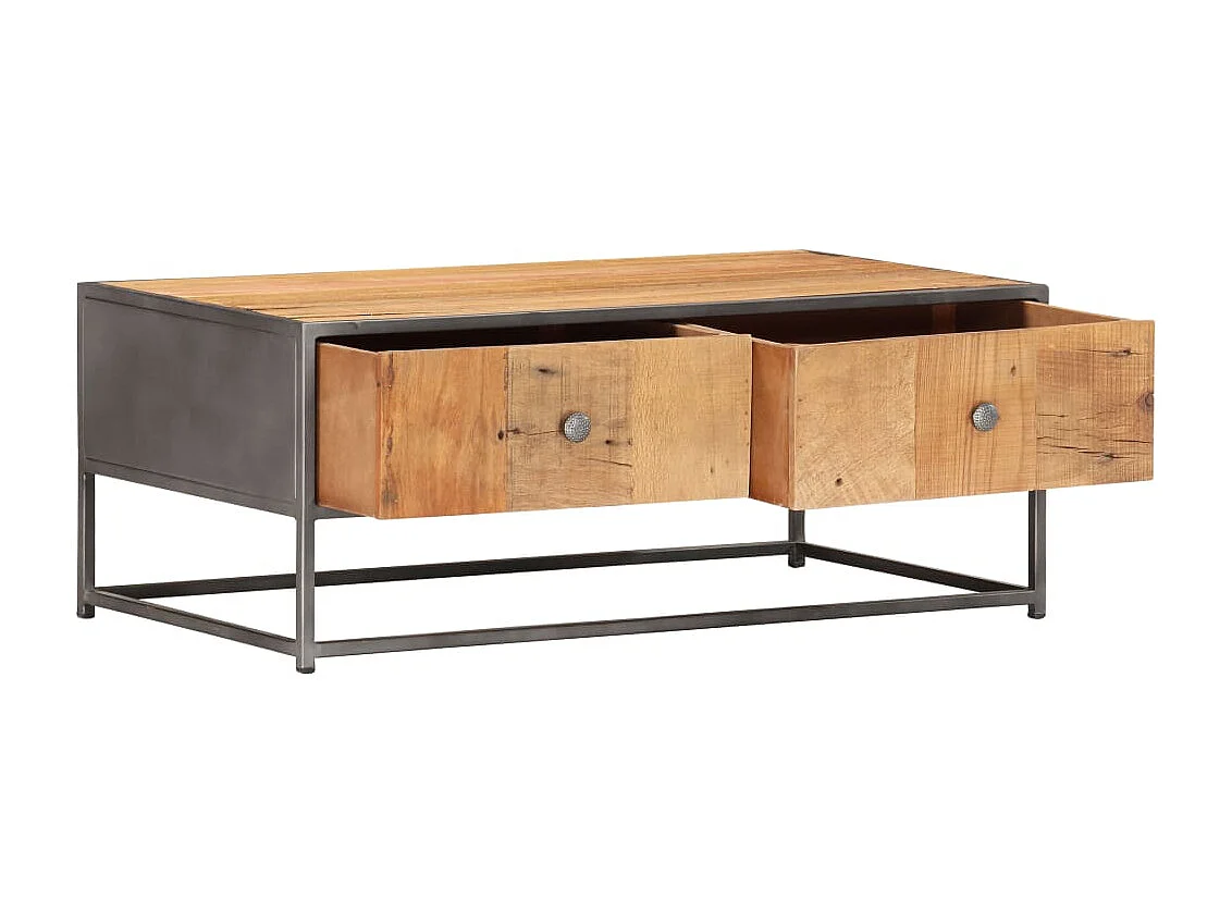 Mesa de centro de madera maciza reciclada 90x50x35 cm