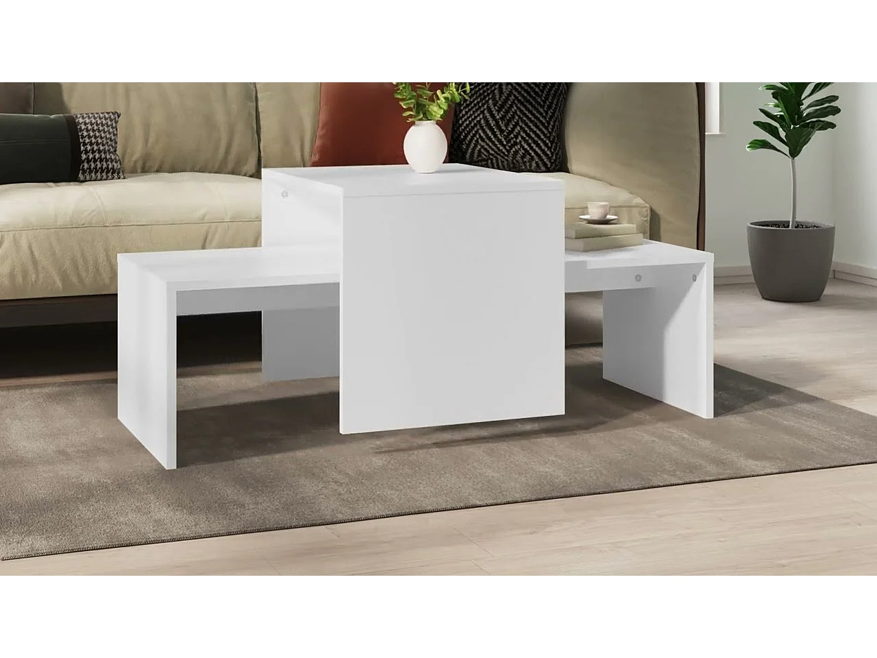 Couchtisch-Set Weiß 100x48x40 cm Holzwerkstoff