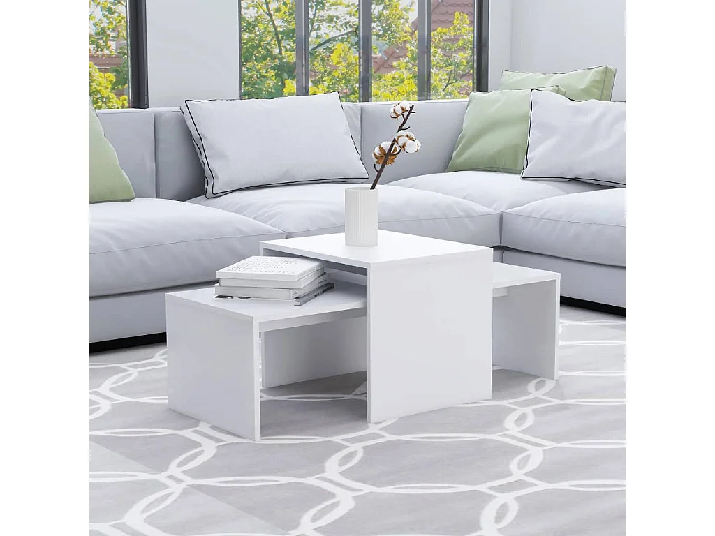 Ensemble de tables basses Blanc 100x48x40 cm bois d’ingénierie