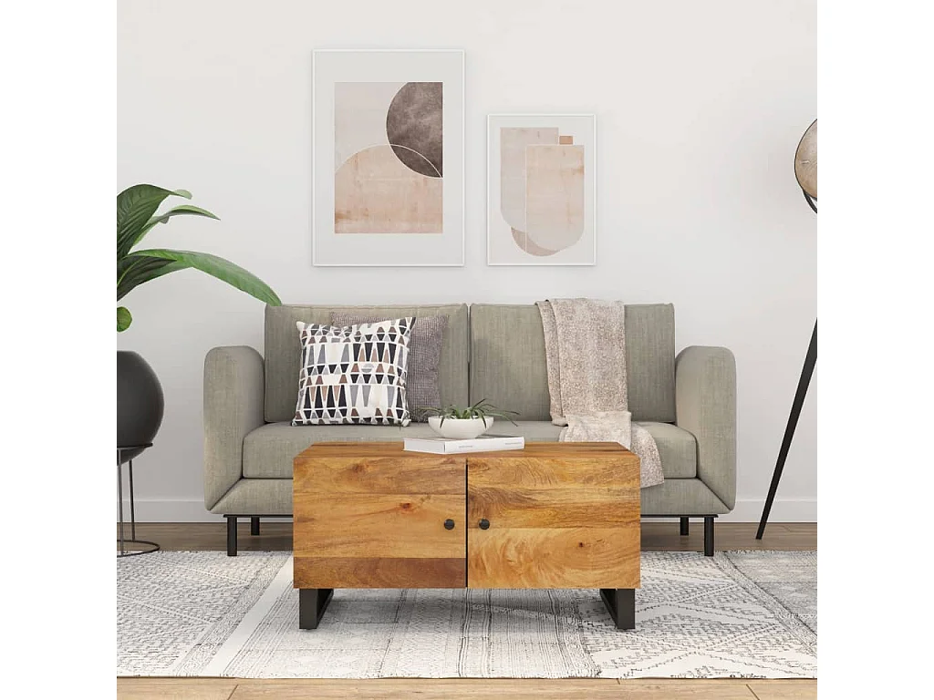 Salontafel 80x50x40 cm massief mangohout en bewerkt hout