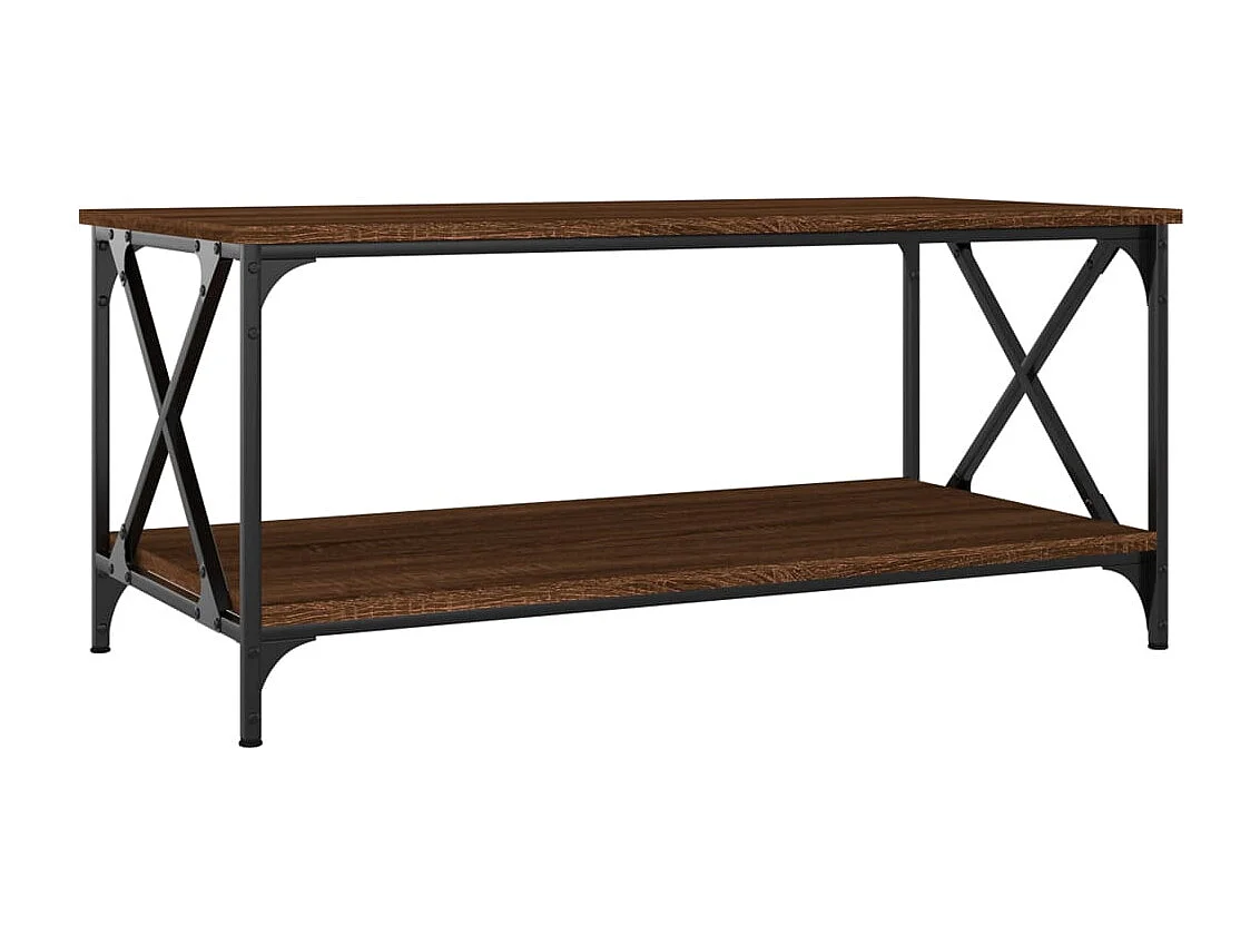 Tavolino Rovere Marrone 100x50x45 cm Legno Multistrato e Ferro