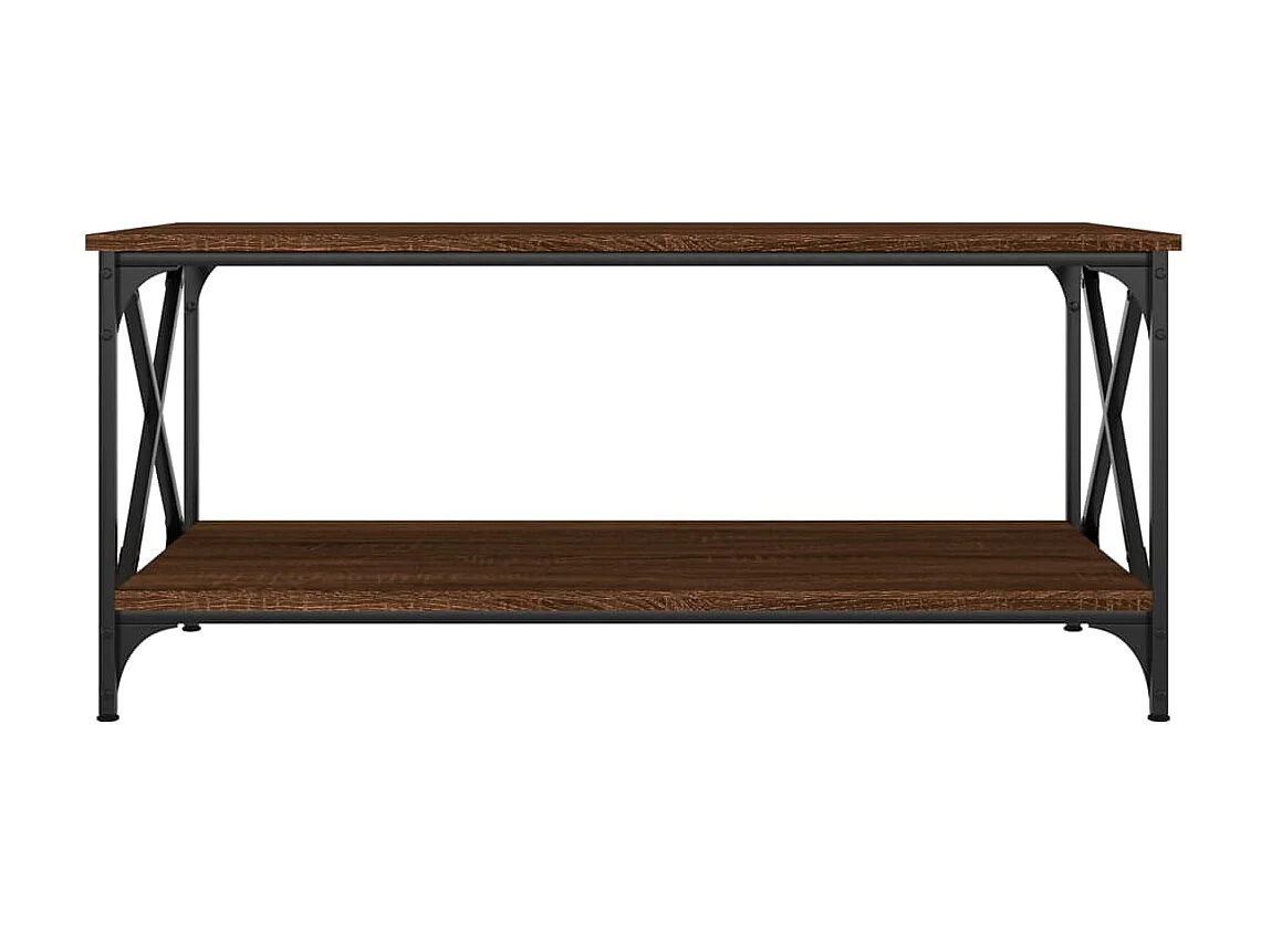 Tavolino Rovere Marrone 100x50x45 cm Legno Multistrato e Ferro