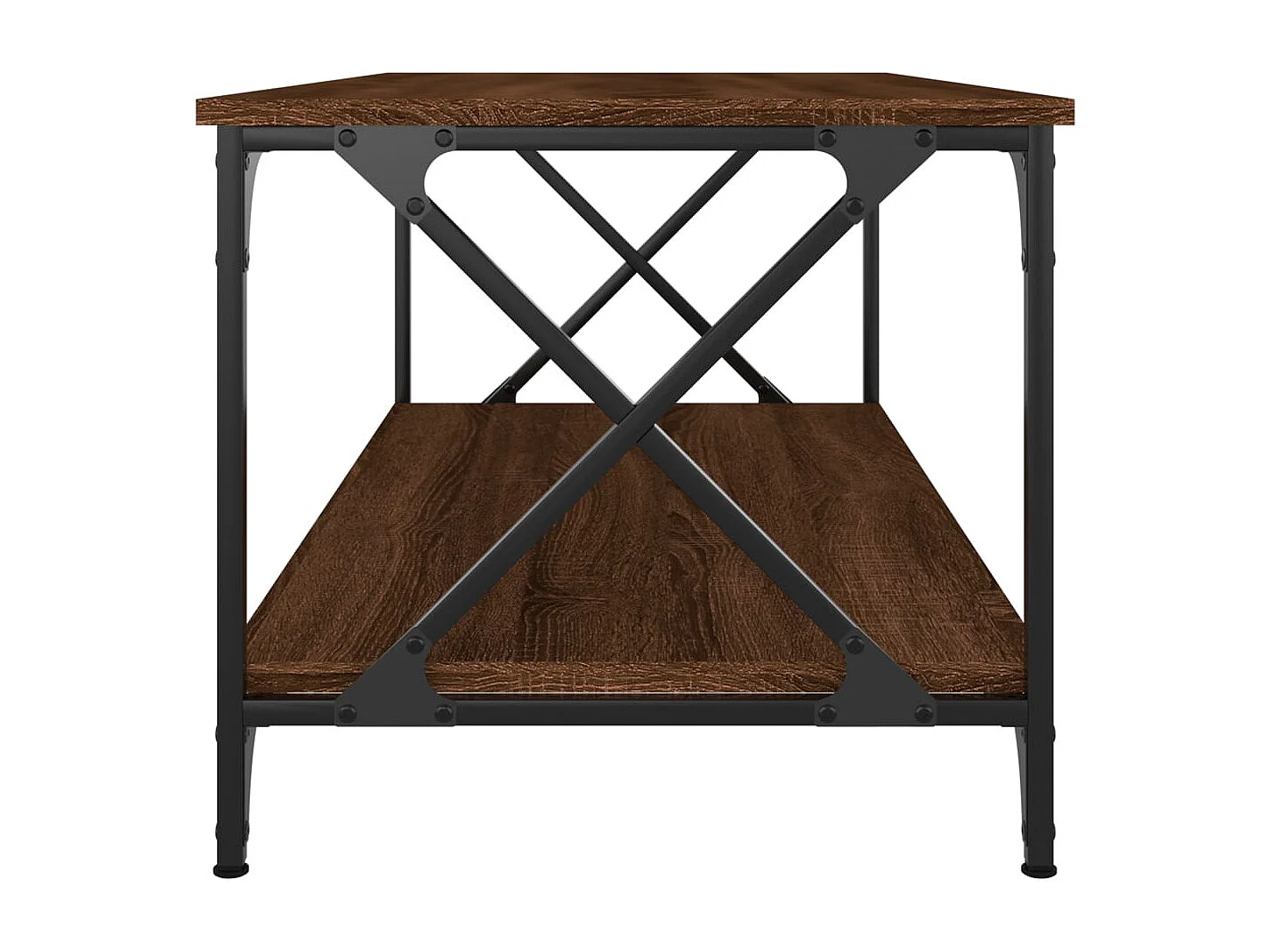 Tavolino Rovere Marrone 100x50x45 cm Legno Multistrato e Ferro