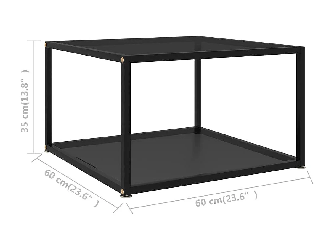 Table basse Noir 60x60x35 cm Verre trempé