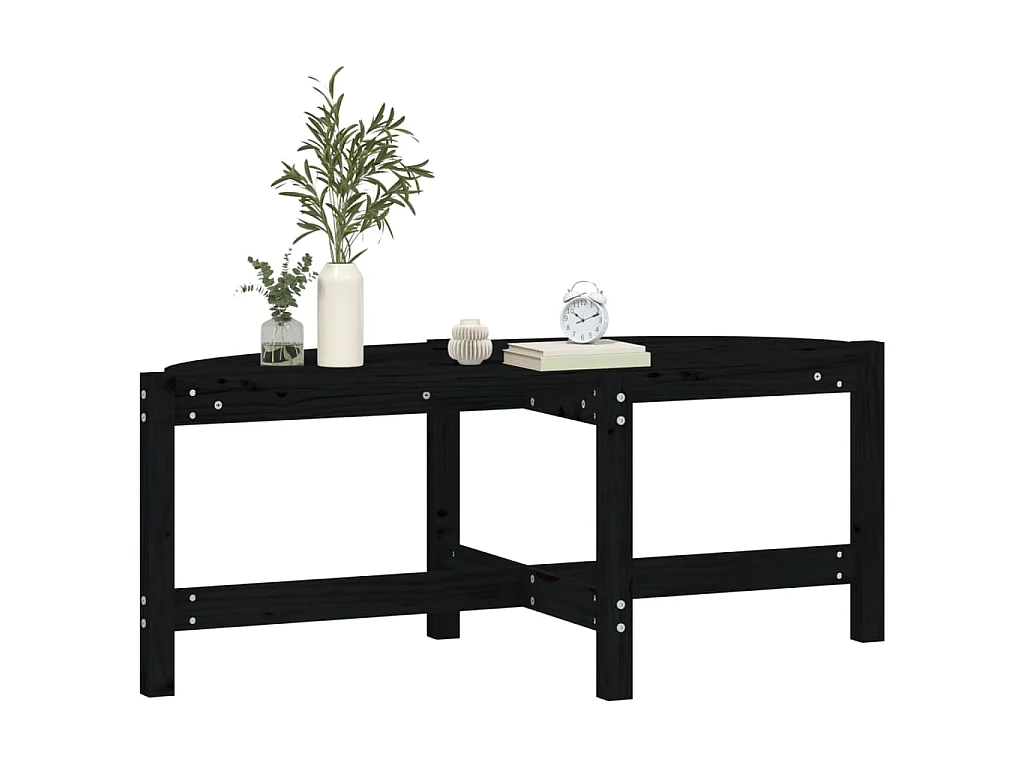 Table basse Noir 118x63x45 cm Bois massif de pin