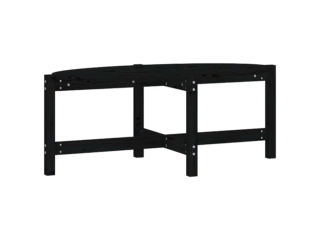 Tavolino da Salotto Nero 118x63x45 cm in Legno Massello di Pino
