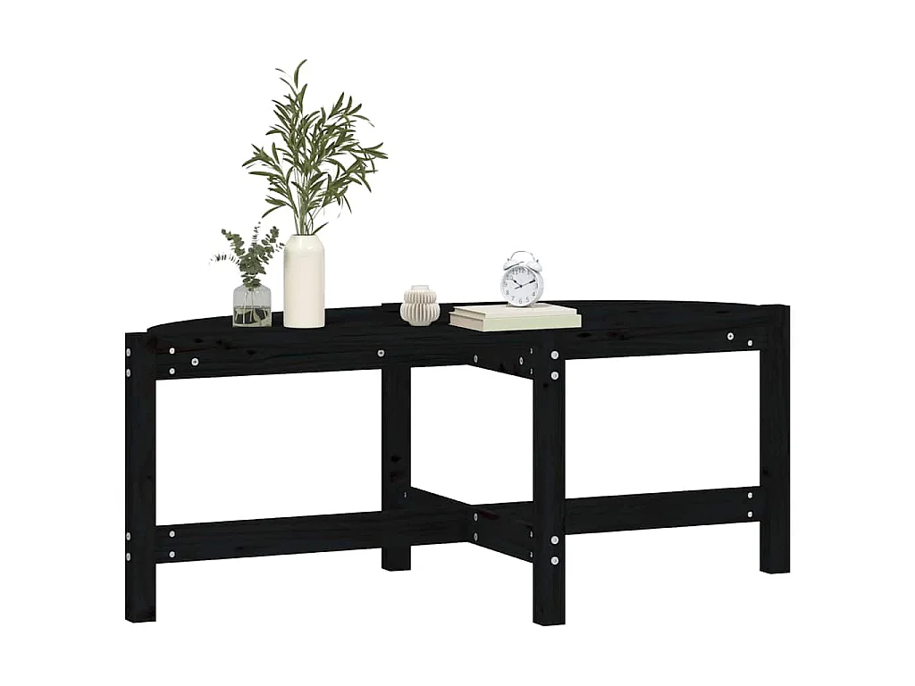 Tavolino da Salotto Nero 118x63x45 cm in Legno Massello di Pino